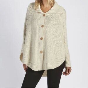 UGG Australia Womens Cream Knit Button-Up Cape Sweater XS/S